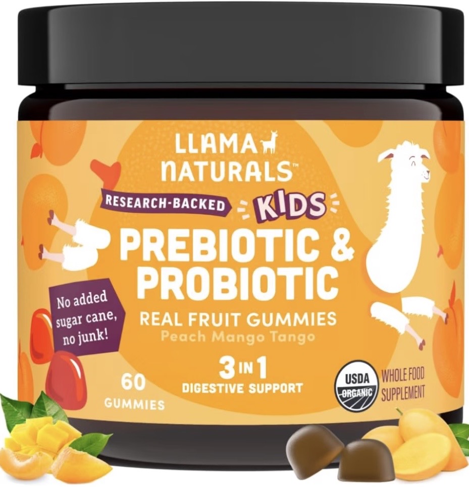 Llama Naturals Kids Prebiotic & Probiotic — Peach Mango (60 ct)