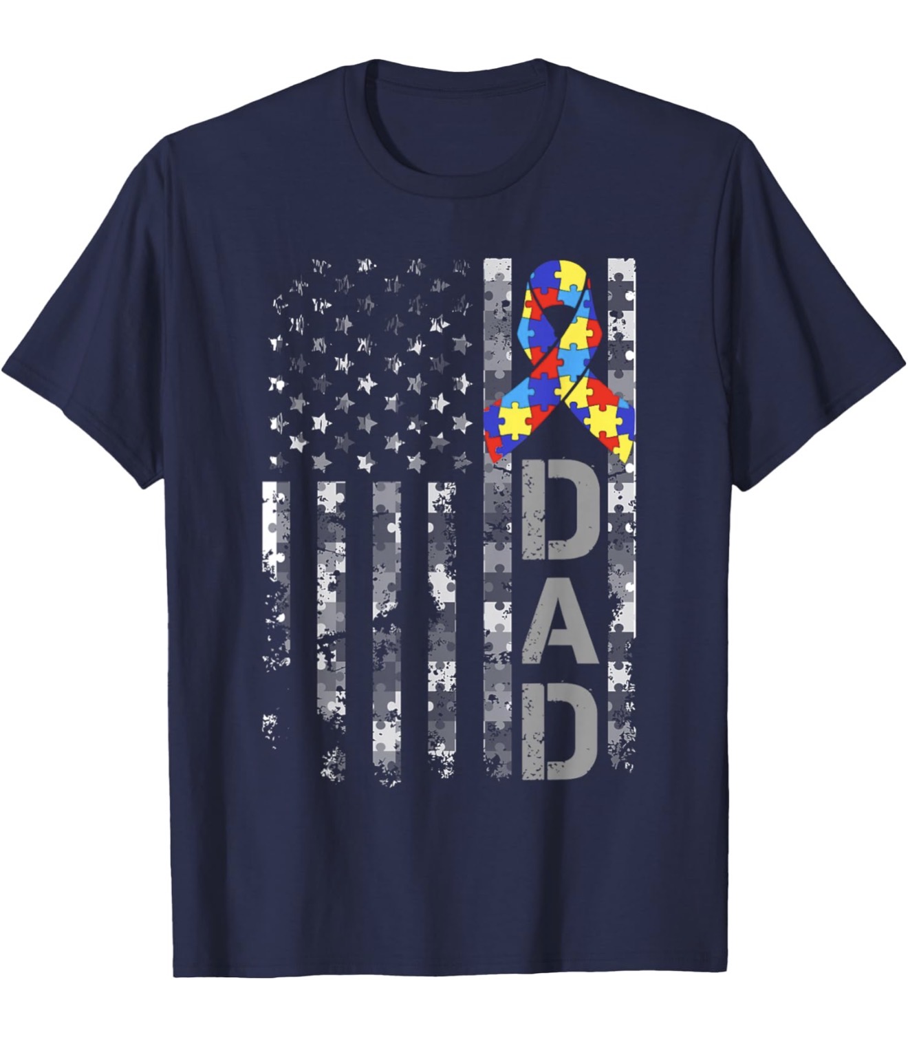 Autism Dad American Flag Tee