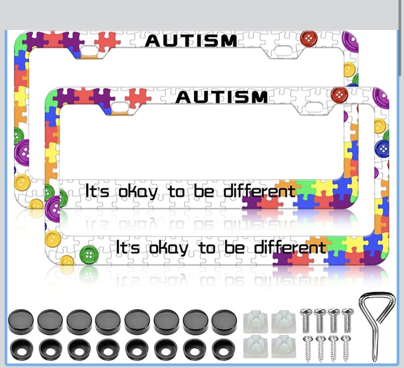 "It's Okay to Be Different" Autism License Plate Frames (2-Pack)